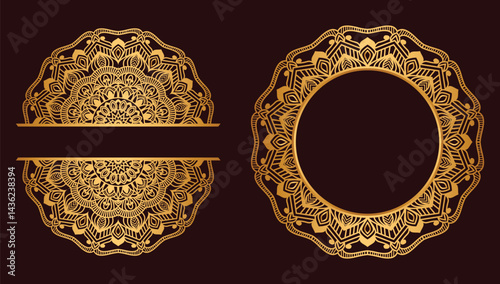 Luxury mandala background with golden arabesque pattern. ornament elegant invitation wedding card , invite , backdrop cover banner illustration maroon color vector design.