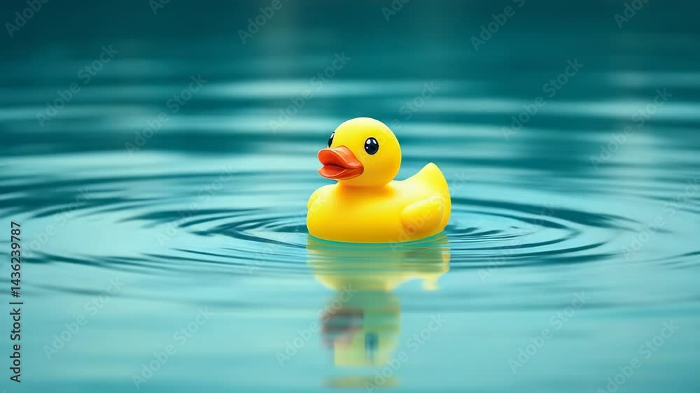 a lone yellow rubber duck floating serenely on turquoise water with a gentle ripple effect a lone yellow rubber duck floating serenely on turquoise water with a gentle ripple effect