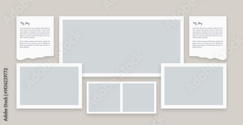 blank photo frames on a wall, Creative Presentation Layout with Photo Frames