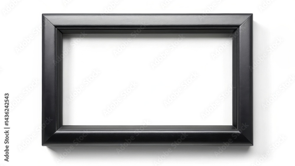 A simple, elegant black rectangular picture frame isolated on white background, ideal for showcasing artwork or photography A simple, elegant black rectangular picture frame isolated on white background, ideal for showcasing artwork or photography