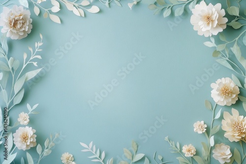 Wallpaper Mural Delicate paper flowers and foliage create a pastel border. Torontodigital.ca