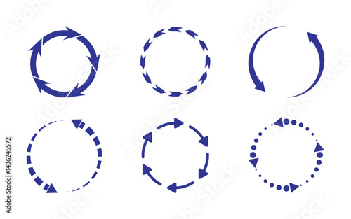 Circle Arrow icon set, refresh, reload, Set of circle arrows rotating. Vector illustration