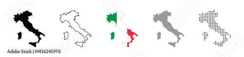 Map of Italy in different styles. Vector illustration