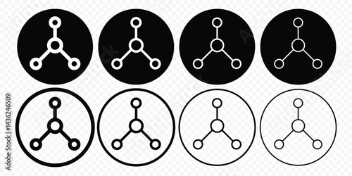 Atom icon set. Molecule symbol or atom symbol isolated on white background. Set molecule symbol. Dynamic atom vector icon. Vector illustration