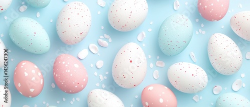Colorful Easter Eggs on Blue Background for Spring Celebration
