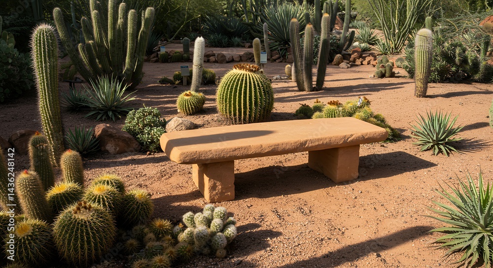 Fototapeta premium Bench in Cactus Garden