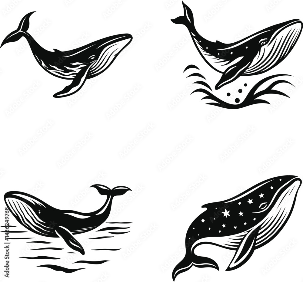Fototapeta premium Blue Whale Silhouette