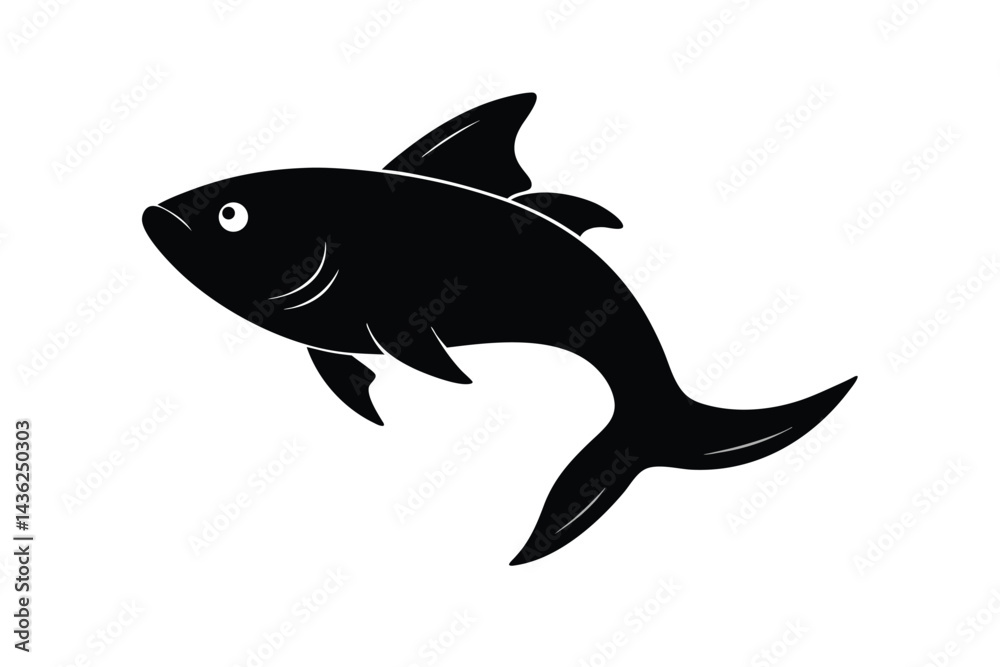 Simple Black Fish Vector Icon.
Simple Black Fish Vector Icon.