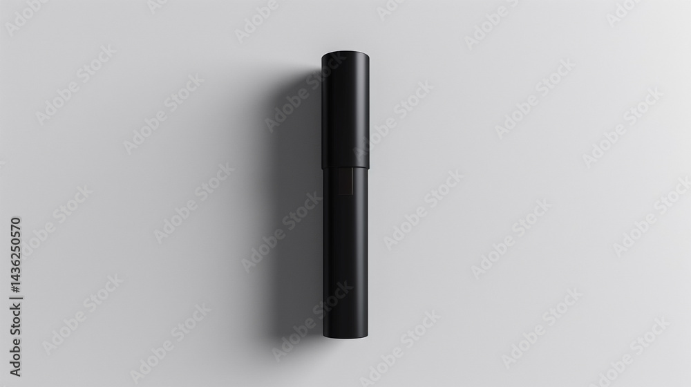 Fototapeta premium Sleek Black Cylindrical Packaging Mockup Premium Product Presentation for Cosmetics Medications or Supplements Ideal for branding advertising and marketing materials Showcases elegant design