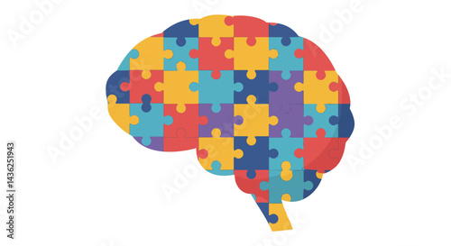 Brain Puzzle Pieces Illustration