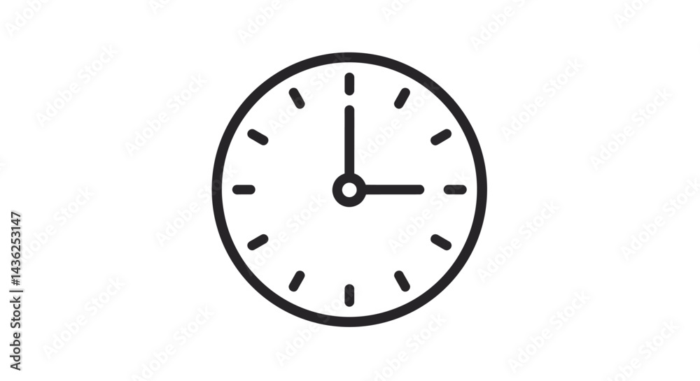 Simple Analog Clock Design On White Background Simple Analog Clock Design On White Background