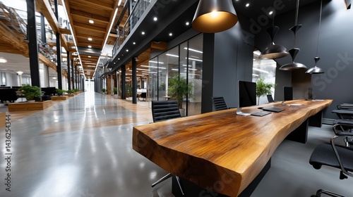 Obraz na płótnie Modern blurred office interior featuring soft lighting and elegant furniture in a spacious layout w salonie