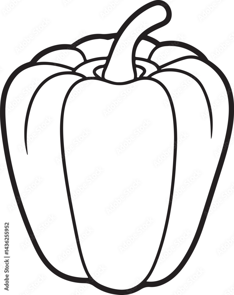 bell pepper line art, black outline, vector and illustration, coloring book page line art drawing bell pepper line art, black outline, vector and illustration, coloring book page line art drawing
