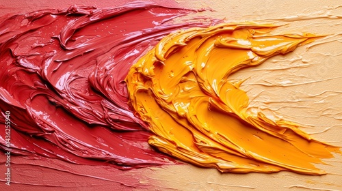 an intricate fusion of bold and pastel colors layered over an abstract textured background