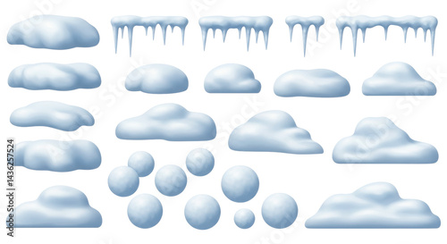 Winters frozen art icicles  snow mounds rest on a dark canvas