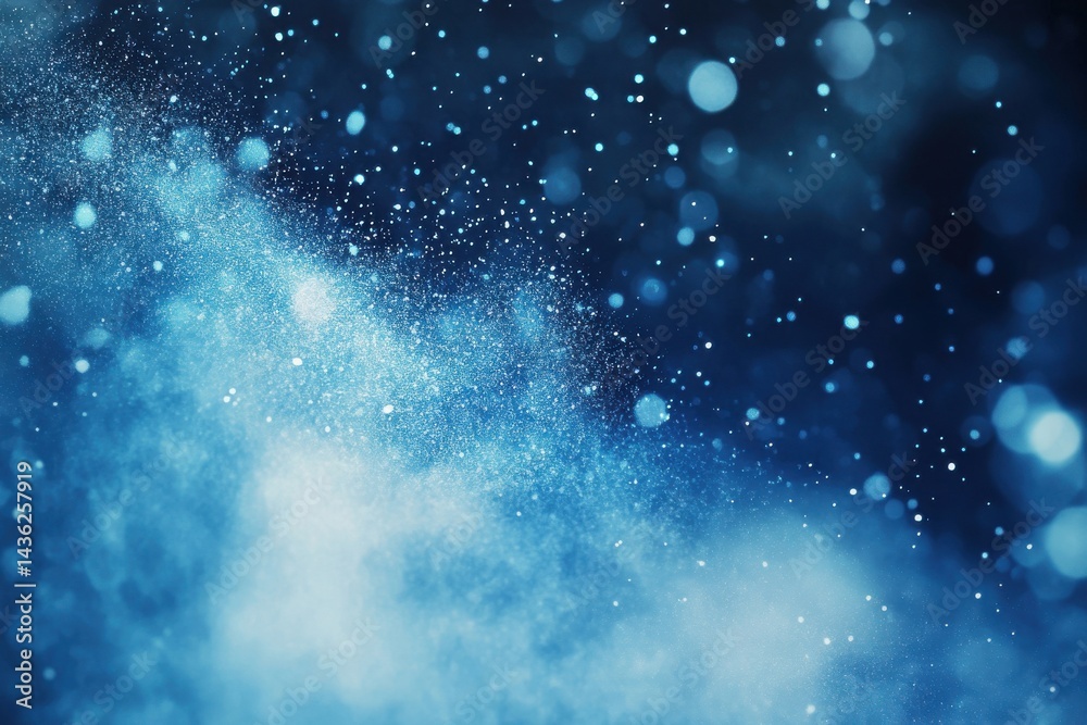 Obraz premium Magical blue dust particles on a clear backdrop for enchanting designs and inspiring projects. Ideal for fantasy themes and mystical illustrations to captivate your audience