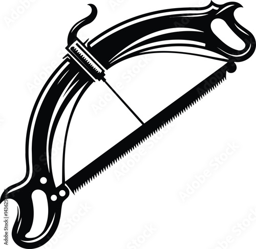 Bow saw silhouette showcasing tension and precision tool