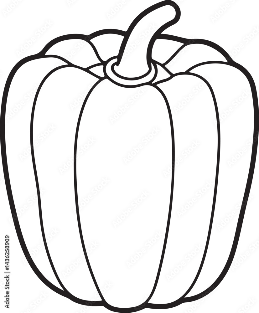 bell pepper line art, black outline, vector and illustration, coloring book page line art drawing bell pepper line art, black outline, vector and illustration, coloring book page line art drawing