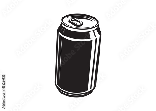 Soda can with a slightly curved, rectangular shape and a smooth surface silhouette Vector