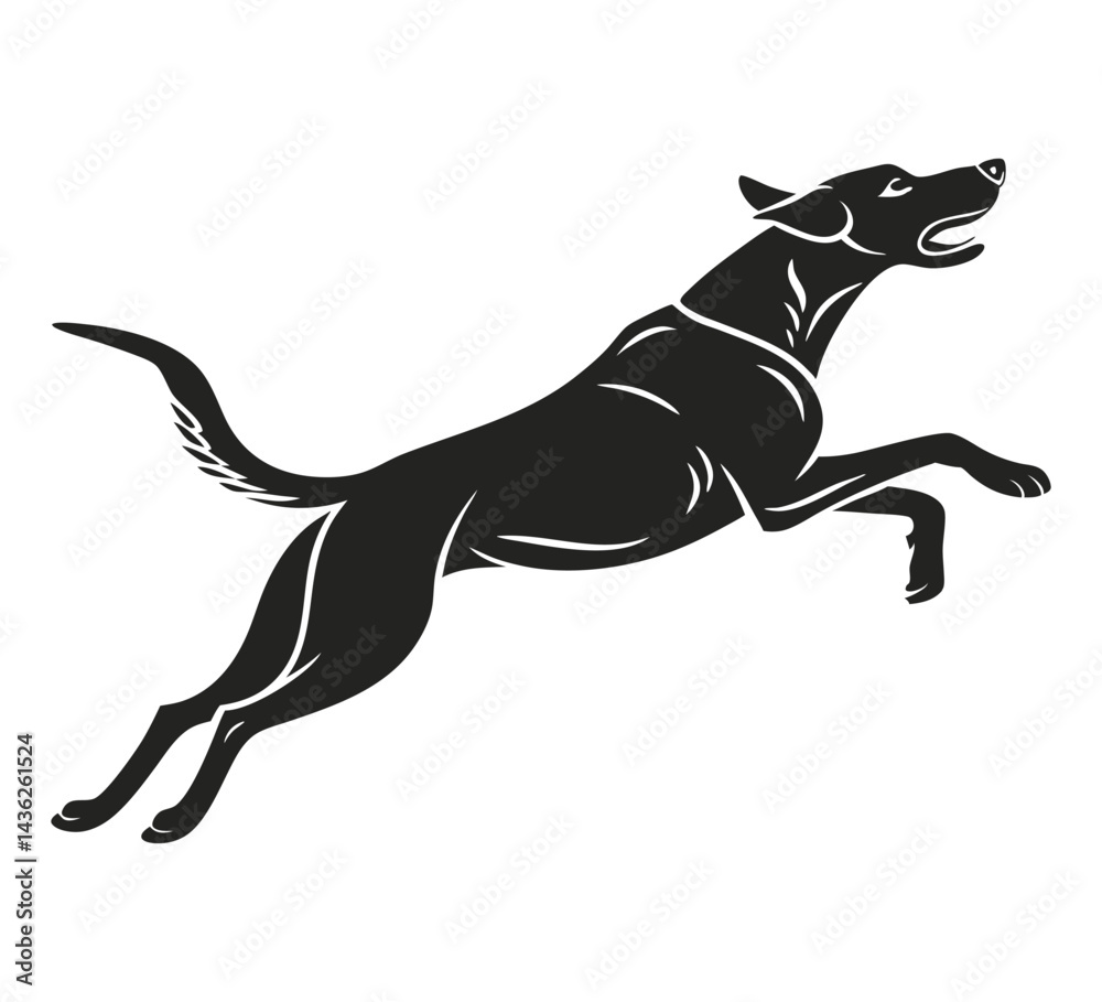 Fototapeta premium Cute sitting dog silhouette graphic for stickers on a white background