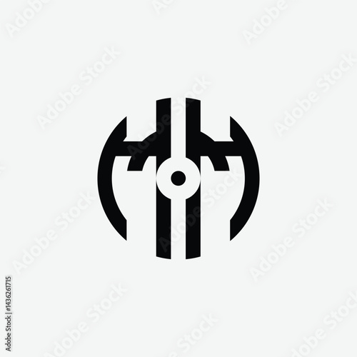 313 letter logo shape geometric math educational learning round circle ellipse negative space M M