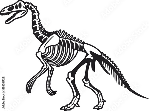 Tyrannosaurus rex standing on broken ground graphic on white background