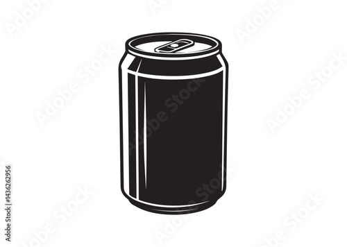 Soda can with a slightly curved, rectangular shape and a smooth surface silhouette Vector