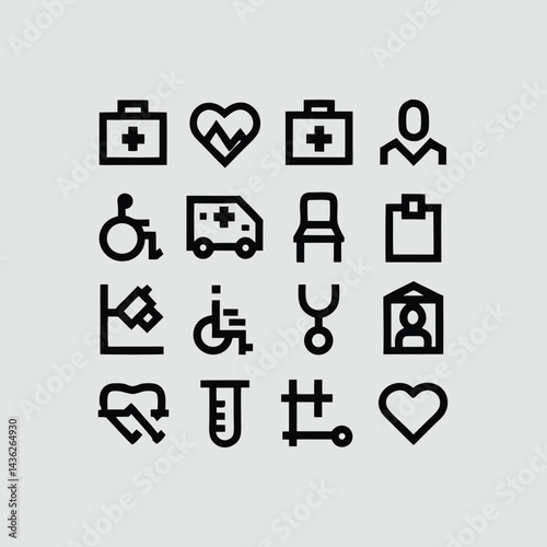 protection, business, therapy, cardiology, icons, technology, graphic, cardiogram, icon set, pictogram, disease, collection, human, surgery, health care, thin, flat, stroke, science, patient, icon, he