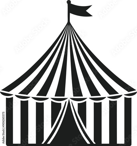 Patriotic Big Top Carnival Tent Silhouette, USA Flag and Stripes Design