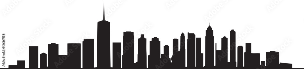 Obraz premium City landscape. Line urban backdrop, different buildings on street, doodle street draw, outline cityscape hand sketch, flat houses. Hand drawn vector illustration