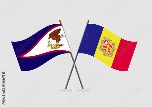 American Samoa and Andorra vector flags positioned in diagonal cross format