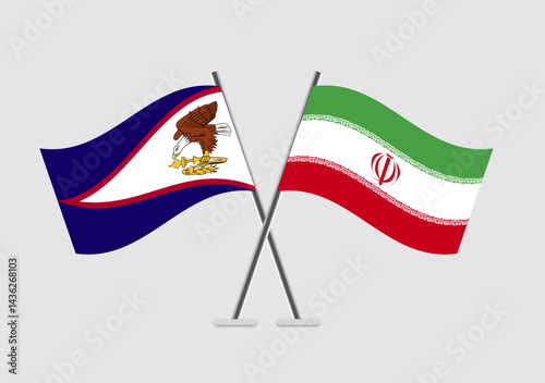 American Samoa and Iran vector flags isolated from background clutter