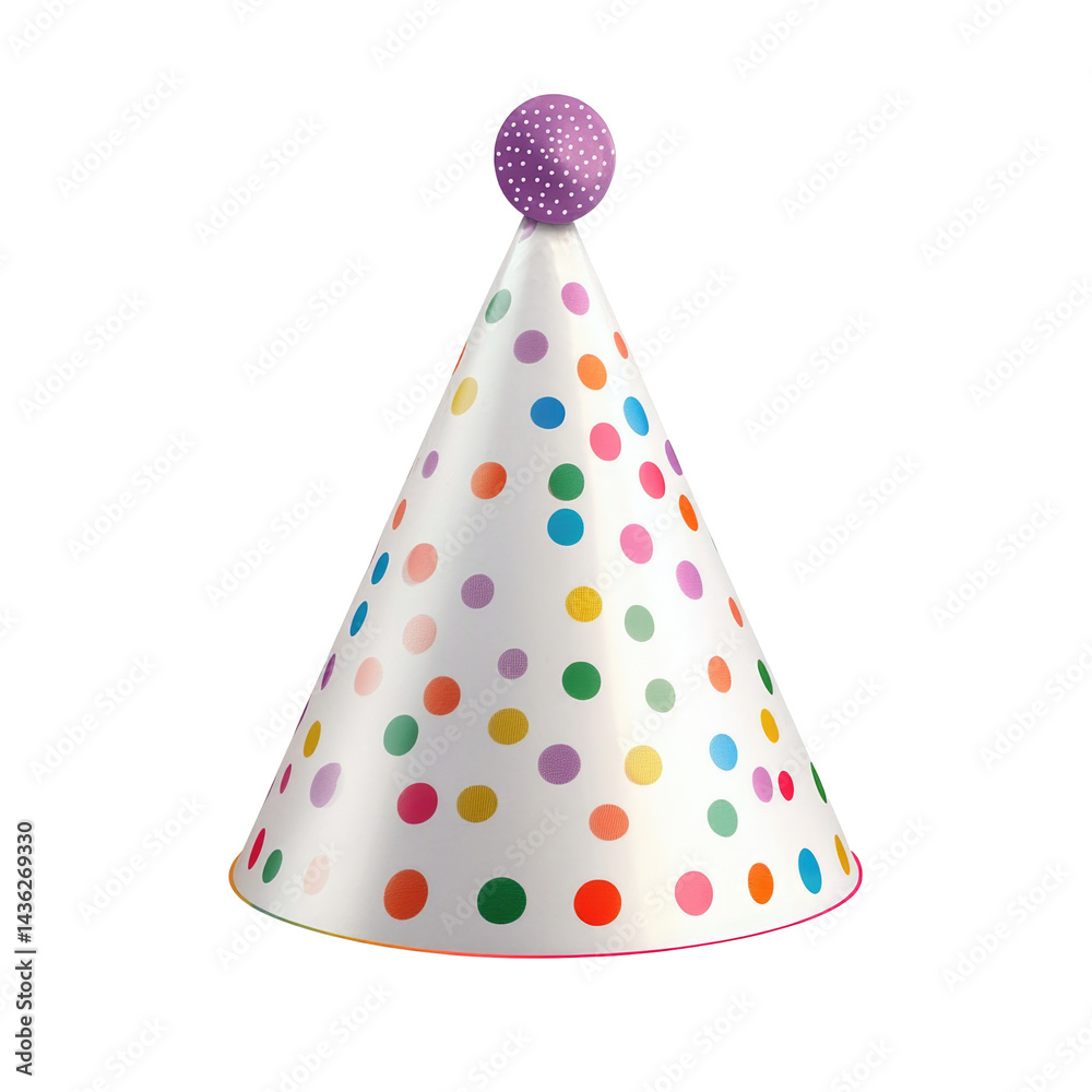 Polka Dot Party Hat 3D on transparent background Polka Dot Party Hat 3D on transparent background