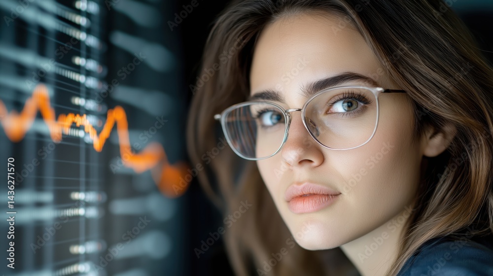 Female IT specialist monitors servers and adjusts cables for network stability in modern data center