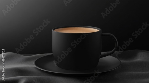 Wallpaper Mural Black Coffee Cup on Dark Fabric Background Torontodigital.ca