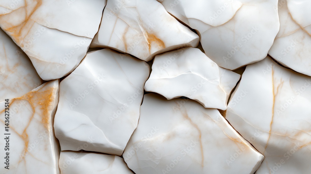 Elegant white marble rock slab texture with intricate quartz stone pattern and polished surface details