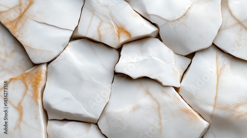 Elegant white marble rock slab texture with intricate quartz stone pattern and polished surface details