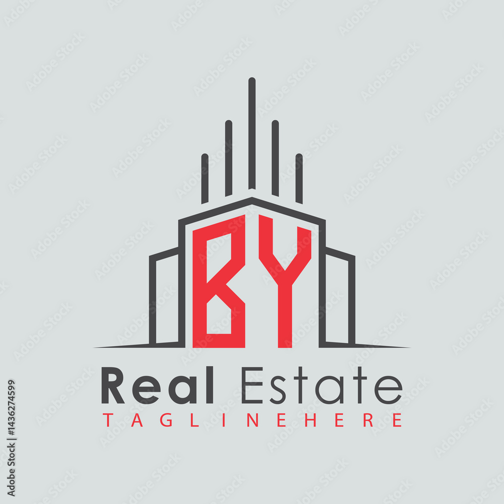 Obraz premium initial monogram logo for real estate with Home and Building shape creative design. 