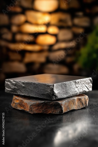 Obraz na płótnie Monochrome brushed stainless steel and polished magnesium alloy on a textured stone backdrop w salonie