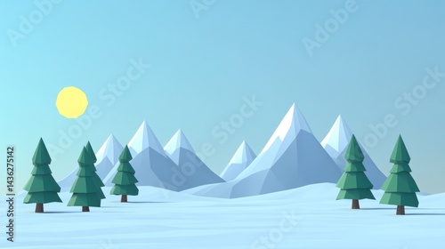 Wallpaper Mural Low Poly Winter Mountain Landscape Torontodigital.ca