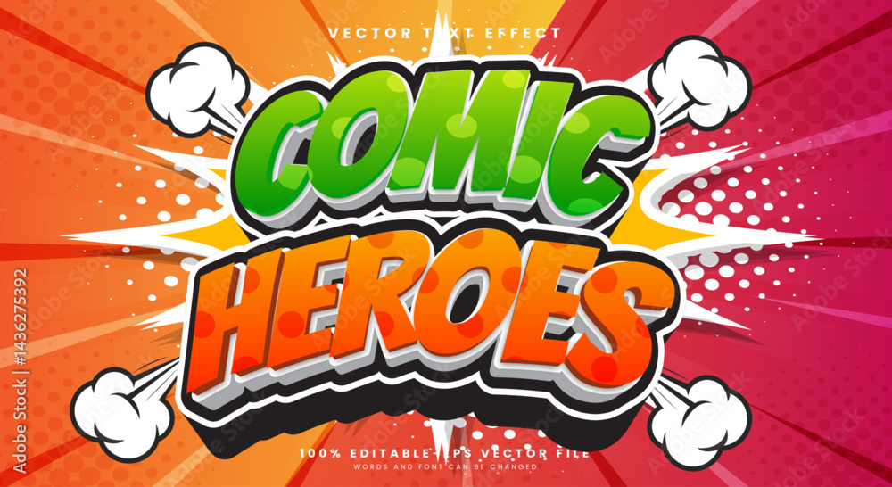 Comic Heroes editable text effect Template Suitable for cartoon and kids text style Theme
