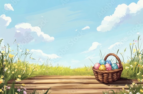 Springtime Easter basket scene