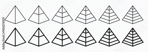 Pyramid infographic line icon set. Triangular pyramid infographic vector icon. Vector illustrator.