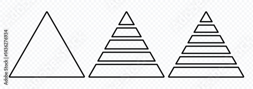 Pyramid infographic line icon set. Triangular pyramid infographic vector icon. Vector illustrator.