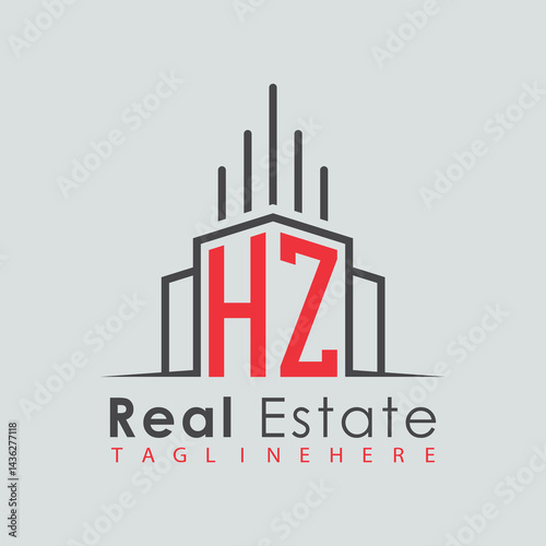 initial monogram logo for real estate with Home and Building shape creative design.	
