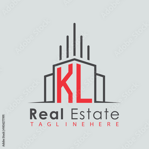 initial monogram logo for real estate with Home and Building shape creative design.	
