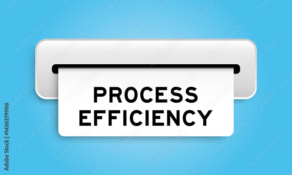 White coupon banner with word process efficiency from machine on blue color background White coupon banner with word process efficiency from machine on blue color background