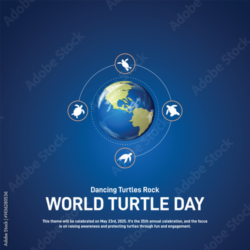 World Turtle Day 2025. 
World Turtle Day creative poster, banner, postcard, social media post, background, template, backdrop, greetings card, web banner, cover design etc.