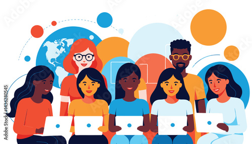 Diverse_Team_Collaboration_Global_Network_of_Professionals_Working_Together_with_Laptops_Illustrative_Representation_of_Teamwork_and_Connectivity_Technology_and_Innovation