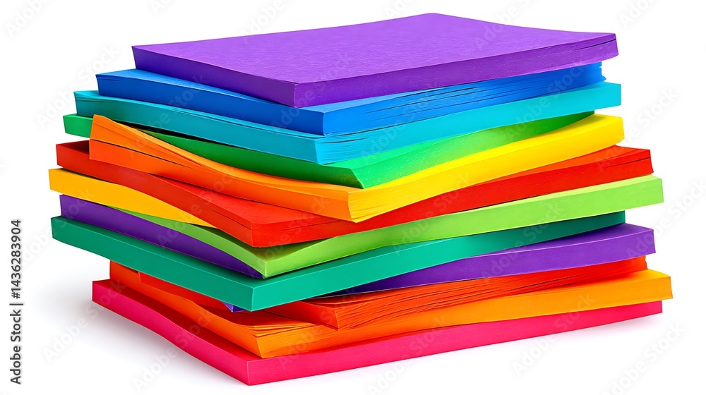A stack of colorful sticky notes, arranged in a rainbow pattern A stack of colorful sticky notes, arranged in a rainbow pattern